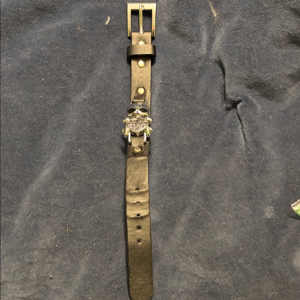 Harley-Davidson Black Bracelet with Skull Buckle